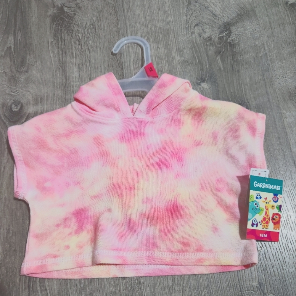 Garanimals pink orange yellow tye dye short sleeve crop shirt hoodie